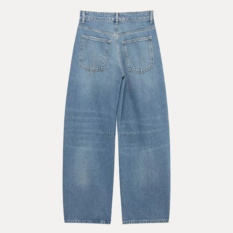 بنطلون جينز نسائي فضفاض بتصميم بالون، خصر طبيعي، لون سادة، إصدار ربيع 2025 الجديد من ماركة Z، مريح وعملي #2
