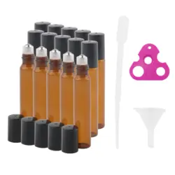 15 unidades/pacote 10ML Bola Essência Garrafa De Óleo Reciclado Garrafa De Perfume De Vidro Viagem Cosméticos Garrafa Brown Líquido Recipiente