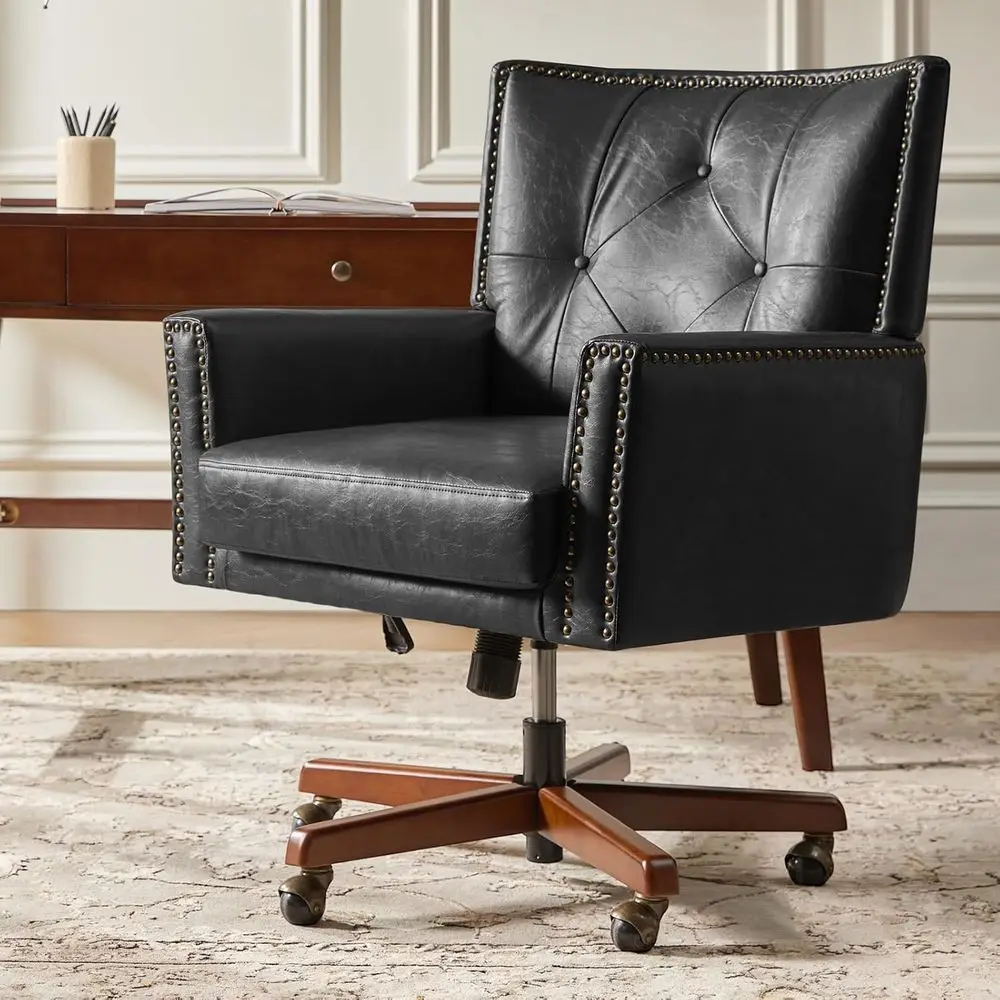 

Регулируемое эргономичное офисное кресло с поворотным механизмом, механизмом откидывания и металлическим основанием, черное