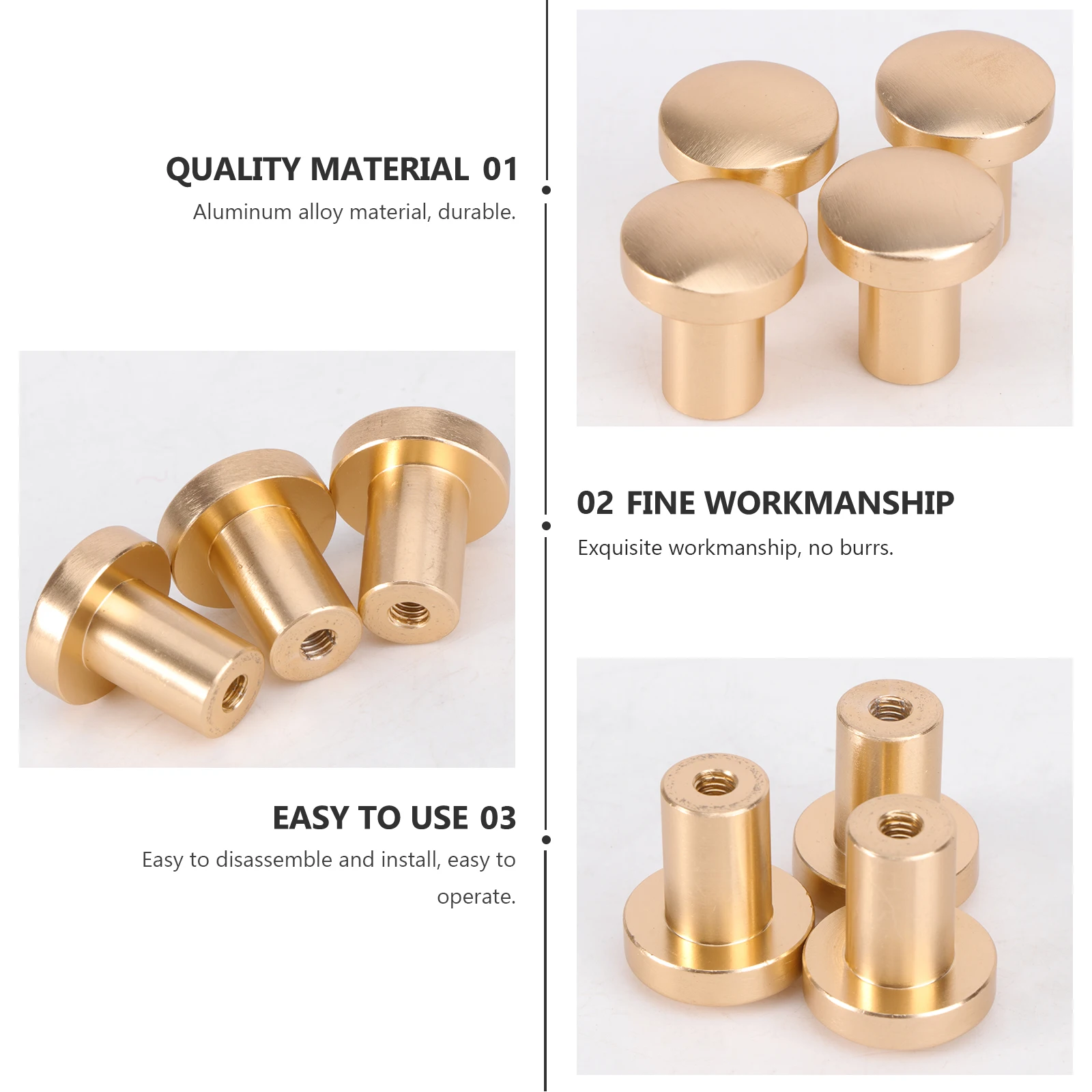 

8 Pcs Single Hole Handle Handles Kitchen Cabinet Gold Knobs for Drawers Door Furniture Accessory Pulls Replacement Parts