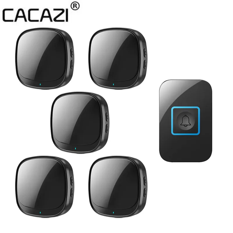 

CACAZI 60 chimes USB Wireless Doorbell Waterproof Smart Home Door Bell Chime Kit LED Flashing Security Alarm Welcome Melodies