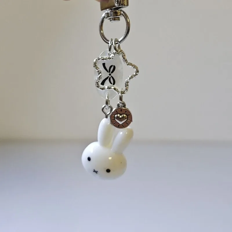 Cartoon Kawaii Miffy Key Rings Pendent Ornament Resin Smooth Bestie Gift Senior Sense Random Collocation Abrasion Resistant New