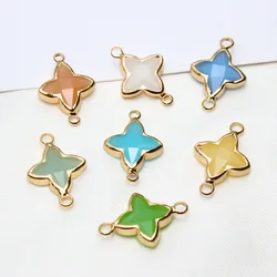 6pcs Diy Accessories Copper Bag Edge Jelly Color Flower Star Pendant Earring Bracelet Handmade Material Jewelery Charms