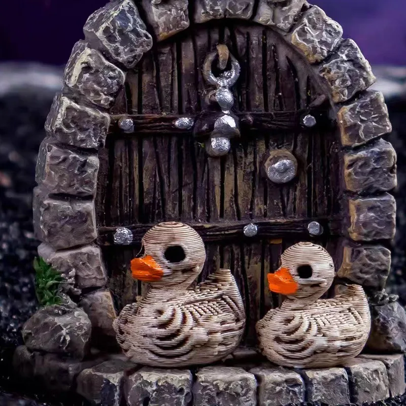 Mini Ducks Skeleton Duck Figurines Tiny Ducks Halloween Decor Resin Ducks Hide Seek Scene Graveyard Garden Potted Party Crafts