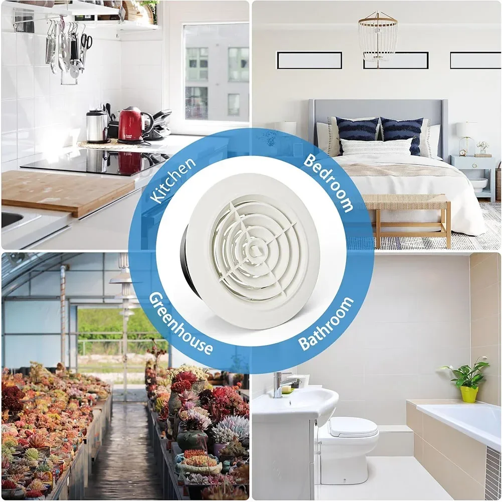 Vent Cover Ventilation Grille ABS Ventilation Grille Removable Panel Rotating Button Round Ducting Vent Grill Long-lasting