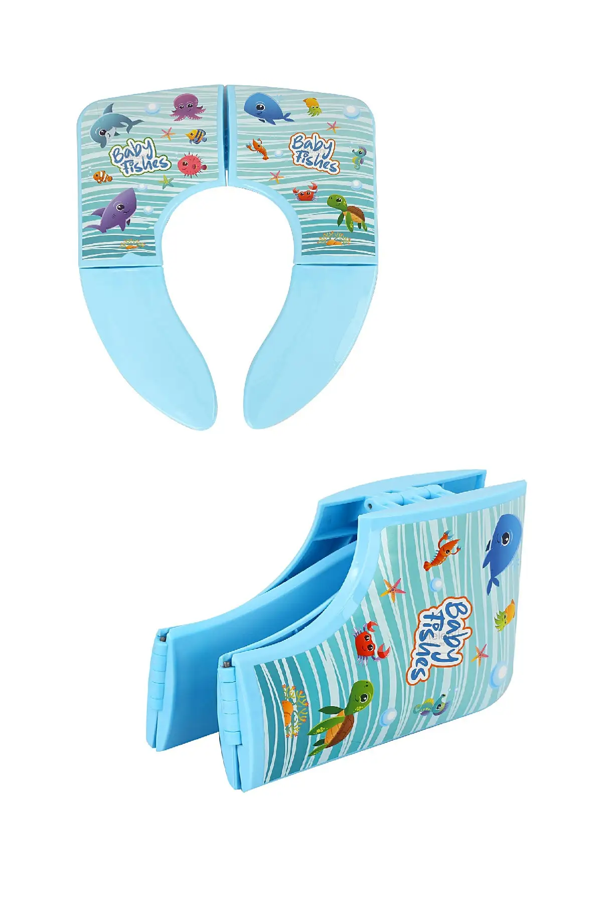 Portable Folding Child Toilet Seat Cover Adapter-Patterned Baby Toilet Alıştırma Seat Mavi