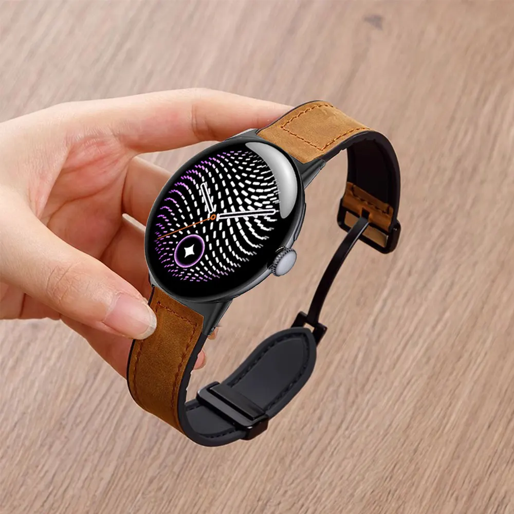 Magnetic Strap For Google Pixel Watch 5 4 3 45mm Leather+Silicone Wristband For Google Pixel Watch 5 4 3 2 1 41mm Band Accessory