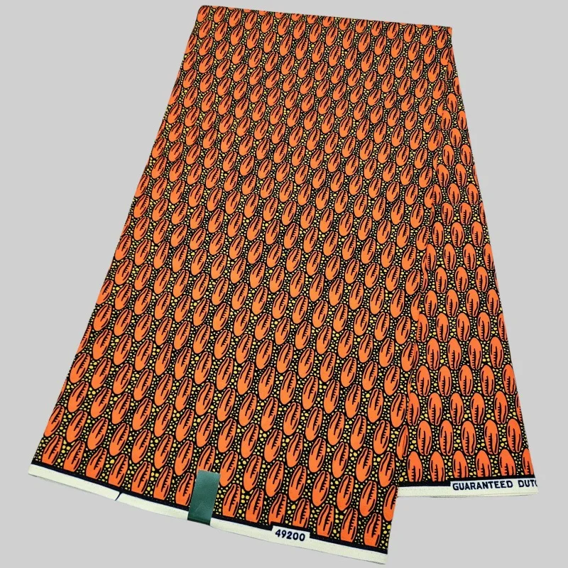 

6 ярдов длиной 46 дюймов, широкая хлопчатобумажная вощеная ткань с принтом оранжево-зеленых рисов для шитья своими руками, платьев, одежды, диванной подушки, одежды R3064