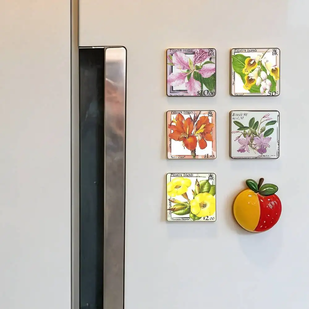Stempeldesigns der Flora-Serie der Pitcairn-Inseln, Kühlschrankmagnete, Cartoon-Magnete, Persönlichkeitsdekorationen, kreative Geschenke