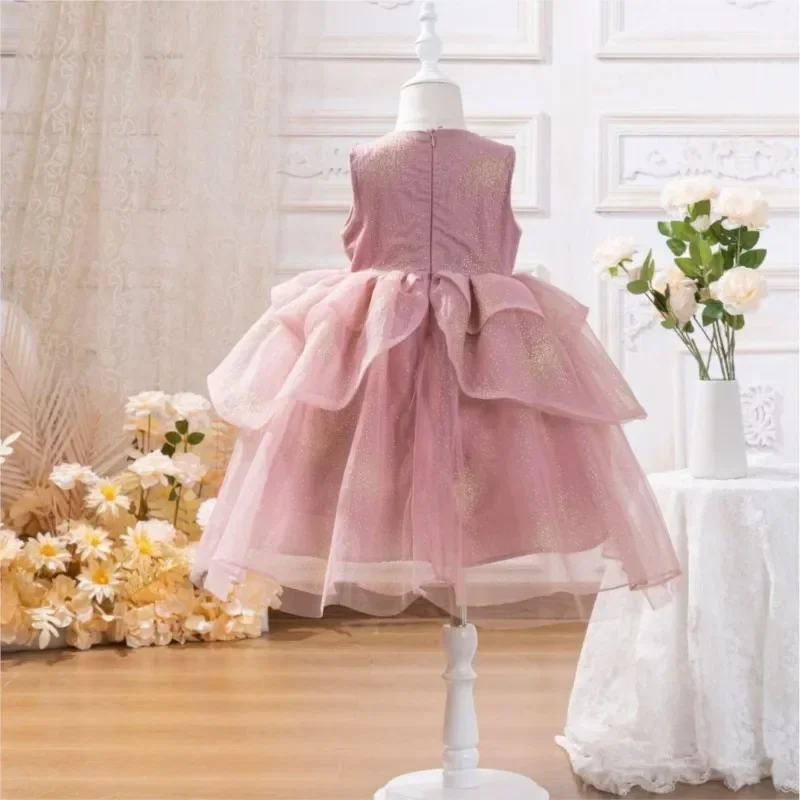 Fashion Baby Girl Princess Sparkle Layered Tutu Dress Sleeveless Toddler Child Vestido Party Pageant Birthday Baby Clothes 2-10Y