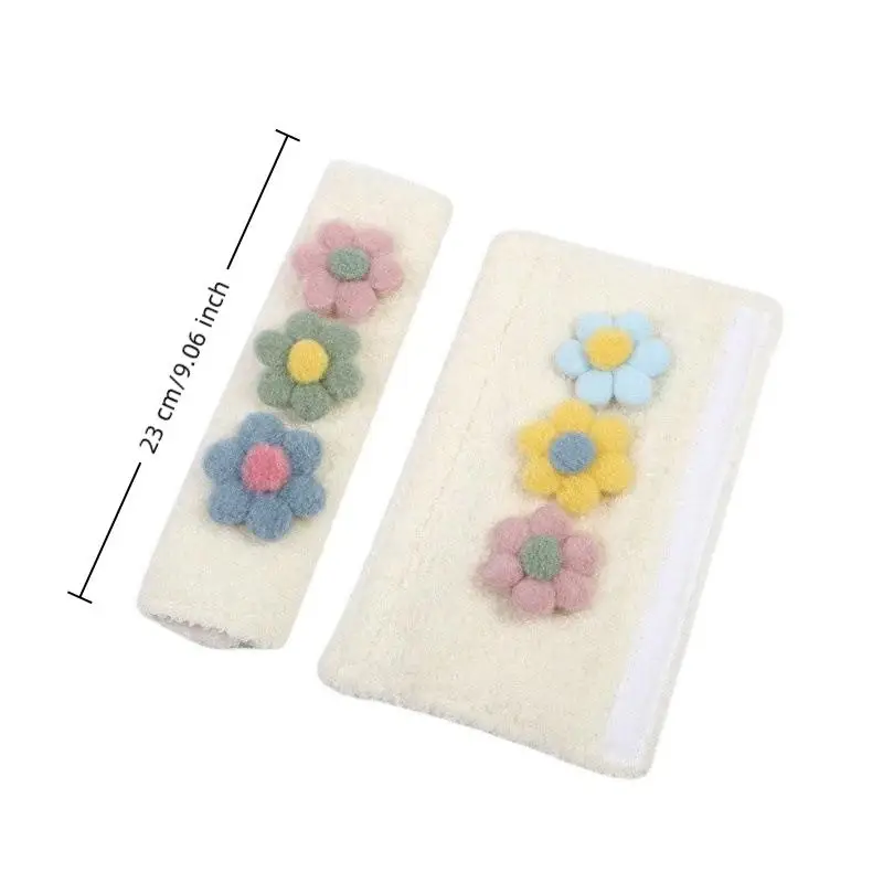 2Pcs Styling Soft Plush Flowers Car Seat Belt Cover Shoulder Strap Harness Cushion Artificial Lamb Auto Seatbelt Shoulder Pad