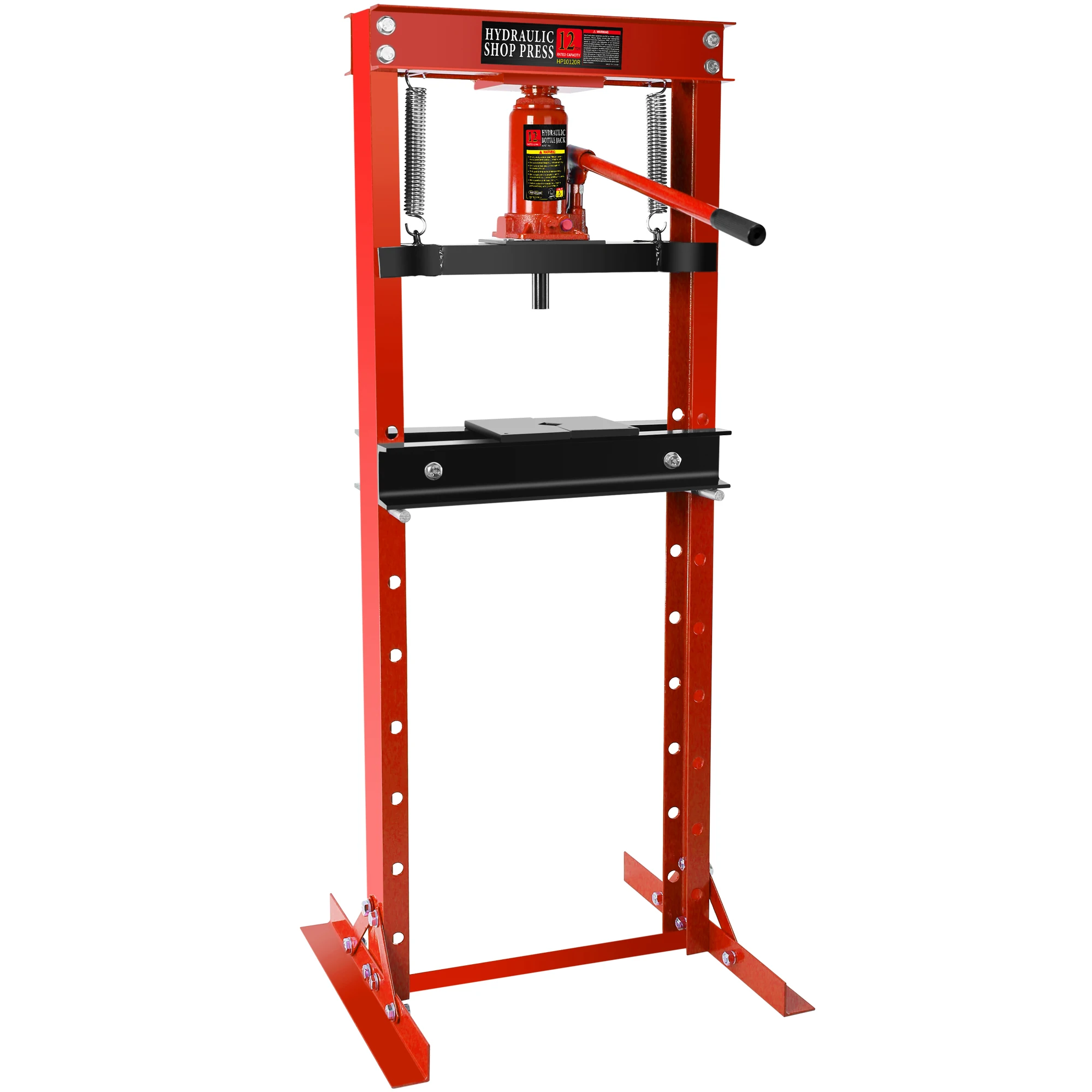 Hydraulic Shop Press, 12 Ton H-Frame Garage Floor Adjustable Shop Press With Plates, Manual Hydraulic Shop Press