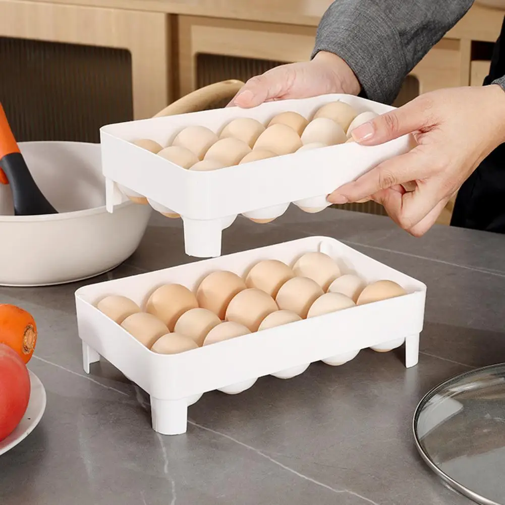 Sturdy Plastic Egg Holder Capacity Stackable Egg Storage Box for Refrigerator High Stability Fridge Organizer with Space-saving