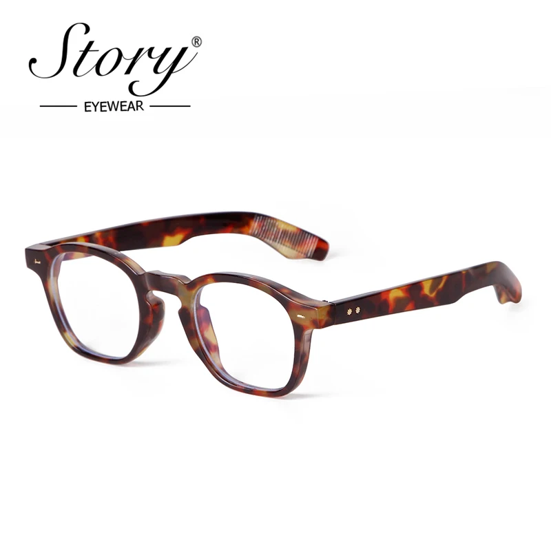 STORY Classics Rivet Blue Light Blocking Glasses Men Women Vintage Tortoise Round Anti Blue Light Eyewear Clear Glasses PS22768