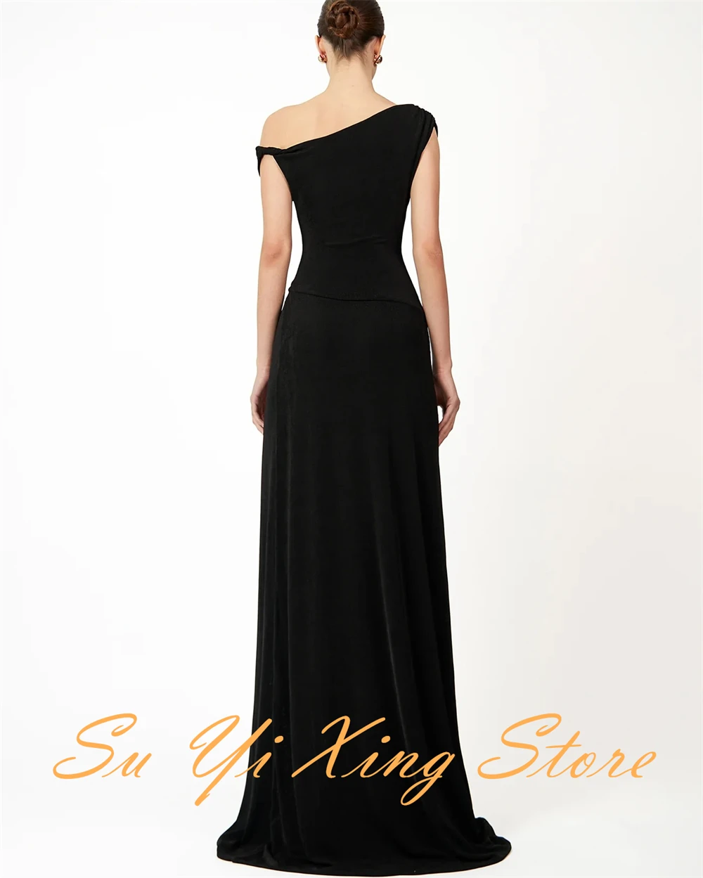 Customized  Exquisite Sheath Side Slit Evening Dress Temperament One Shoulder Celebrity Gowns Fashion  Velvet Homecomin