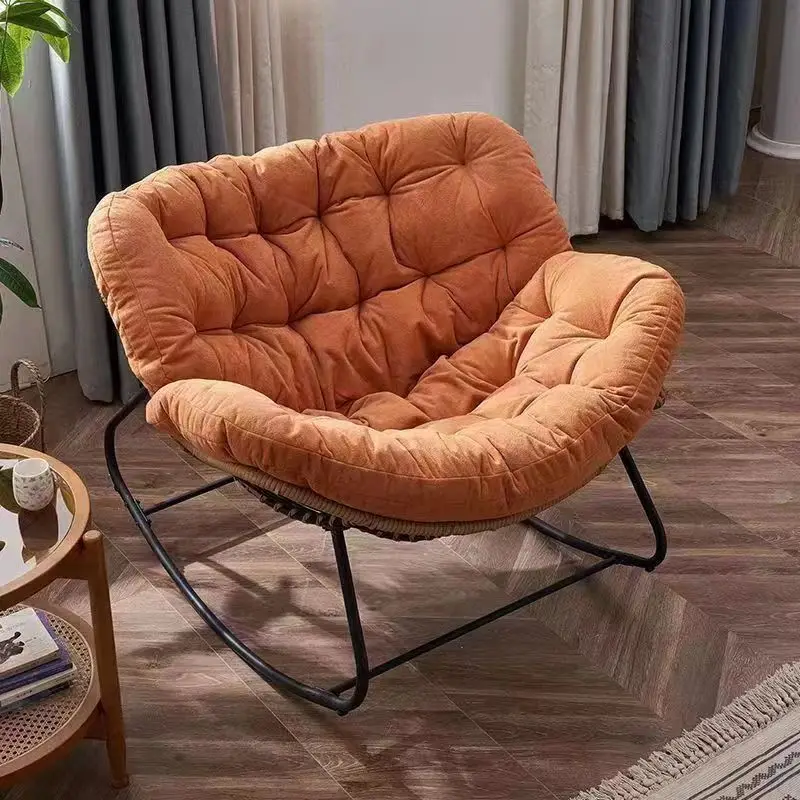 Casual Living Room Chairs Nordic Luxury Living Room Chairs Wide Size Curved Ironwork Rocking Chair Romantic Sofa One Person