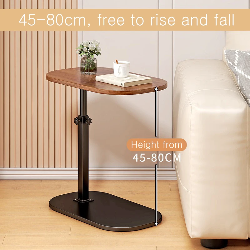 Vantic C Shaped End Table, Small Couch Side Table, Sturdy Slide Under Sofa Table with Metal Frame for Living Room & Bedroom