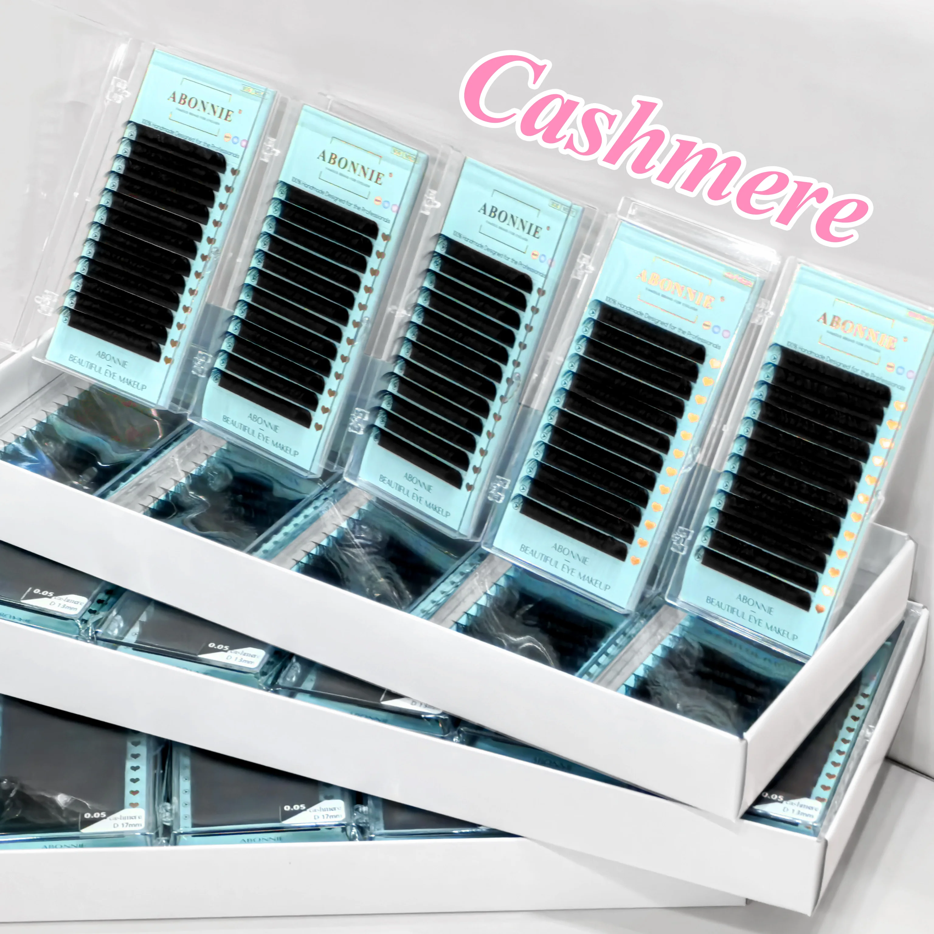 Abonnie atacado 10 bandejas clássico extensão de cílios macio natural individual falso vison cílios único fofo cashmere cílios
