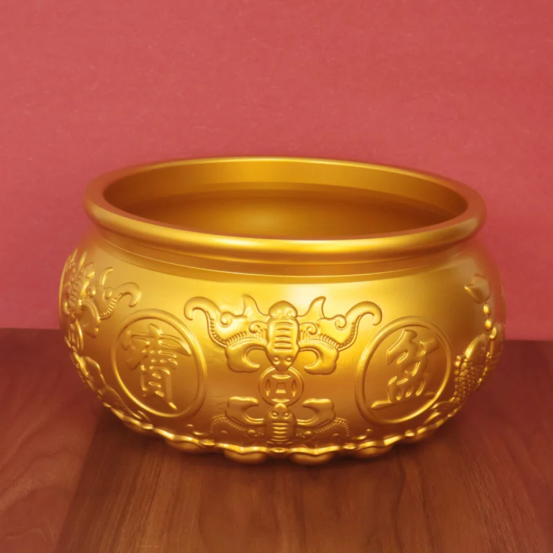 Extra Large Eight Blessings Double Fish Bowl Ornament for Attracting Wealth Brass Rice Jar Store Company Opening Gi