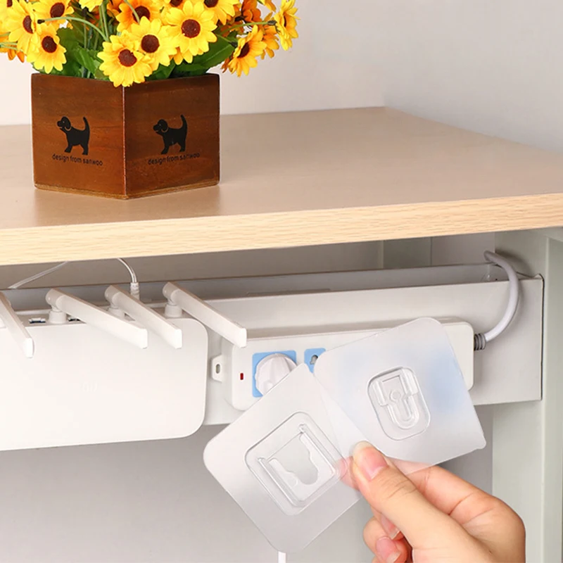 Non Perforated Hook Double-sided Strong Adhesive Wall Buckle Router Holder Transparent Wall Hanging Household Storage Rack