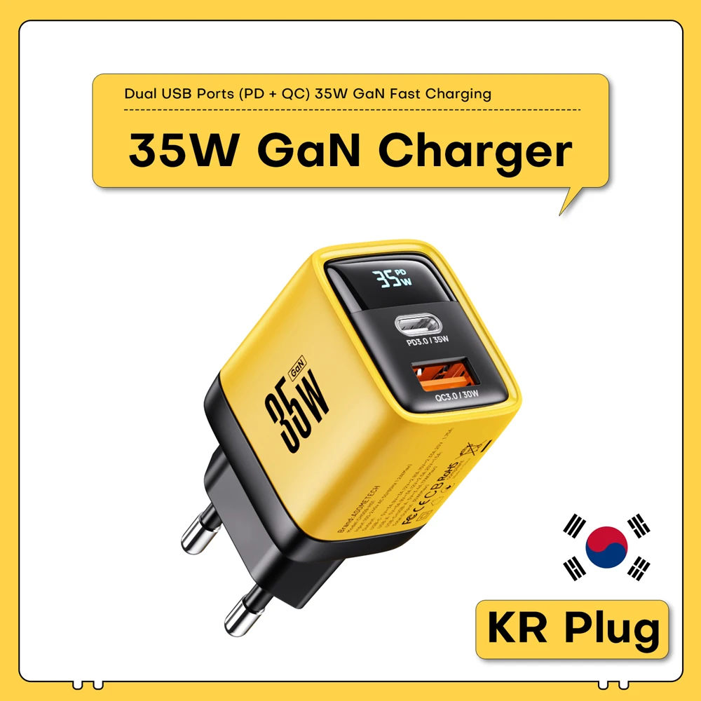 35 W GaN Ladegerät LED-Display USB-Ladegerät für IPhone 14 Pro Samsung Xiaomi IPad Pro PD 3.0 QC 3.0 Schnellladegerät USB C Schnellladung