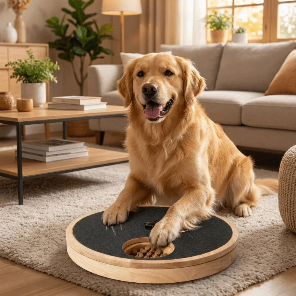 Rotating Dog Scratching Board Solid Wood Round Nail Scratch Pad Wear-resistant Non-Slip Dog Nail File Toy Pet Grooming