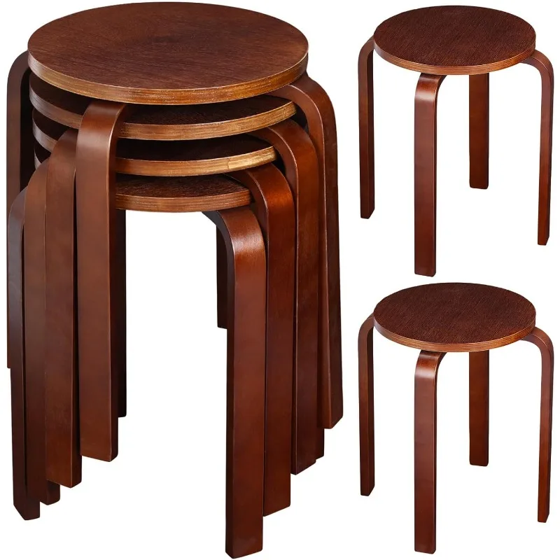 

4 Pcs Bentwood Stool Bentwood Stackable Stools Wood Stools Stackable Stool Chairs Bentwood Seat for Dinning