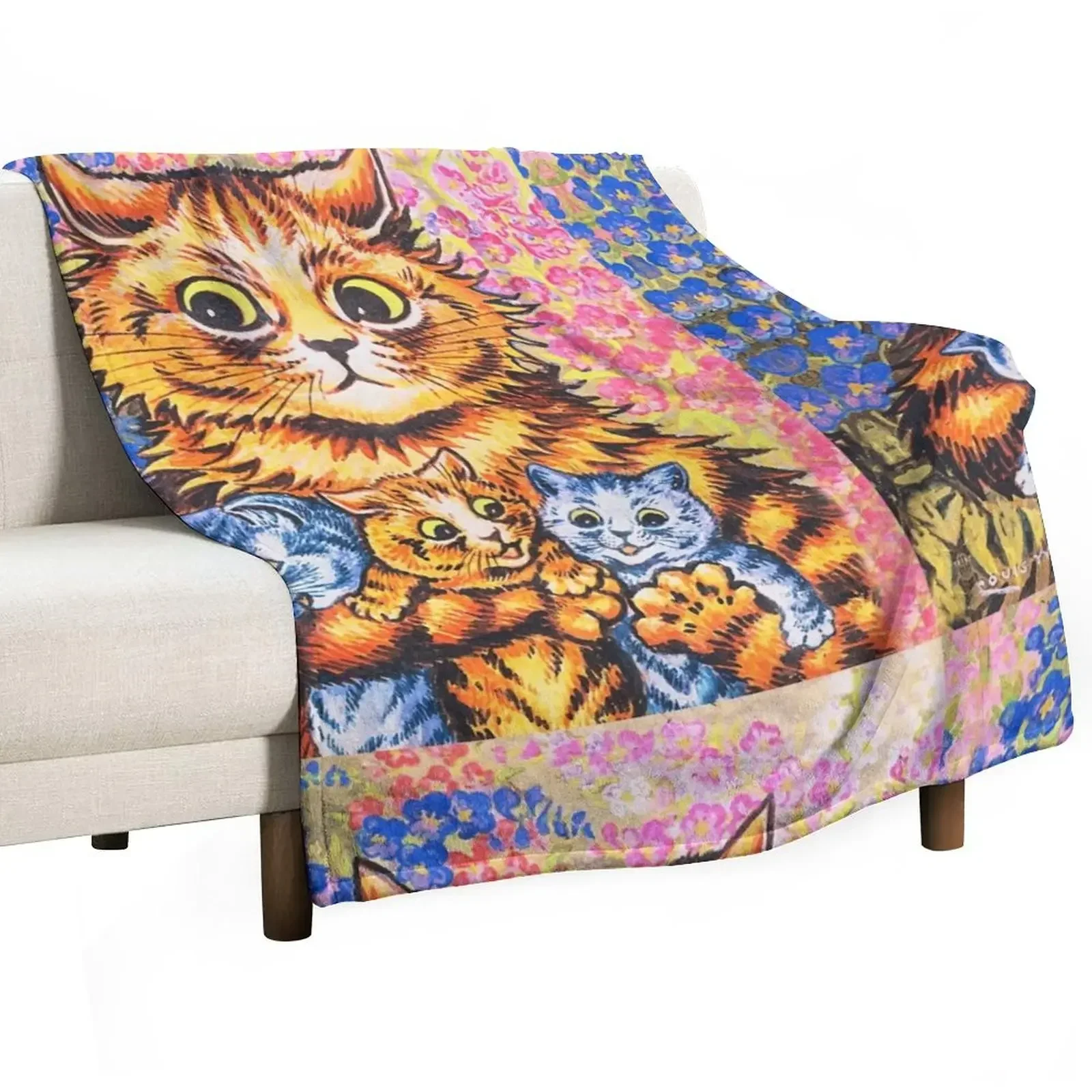 

Cat and Her Kittens-Louis Wain Cats Art Throw Blanket Luxury sofa bed Hairy Blankets