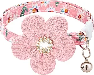

Cat Collar Breakaway Kitten Collar with Flower Rhinestone Kitty Collar with Bell Floral Pet Collar with for Cats and Puppy Dog