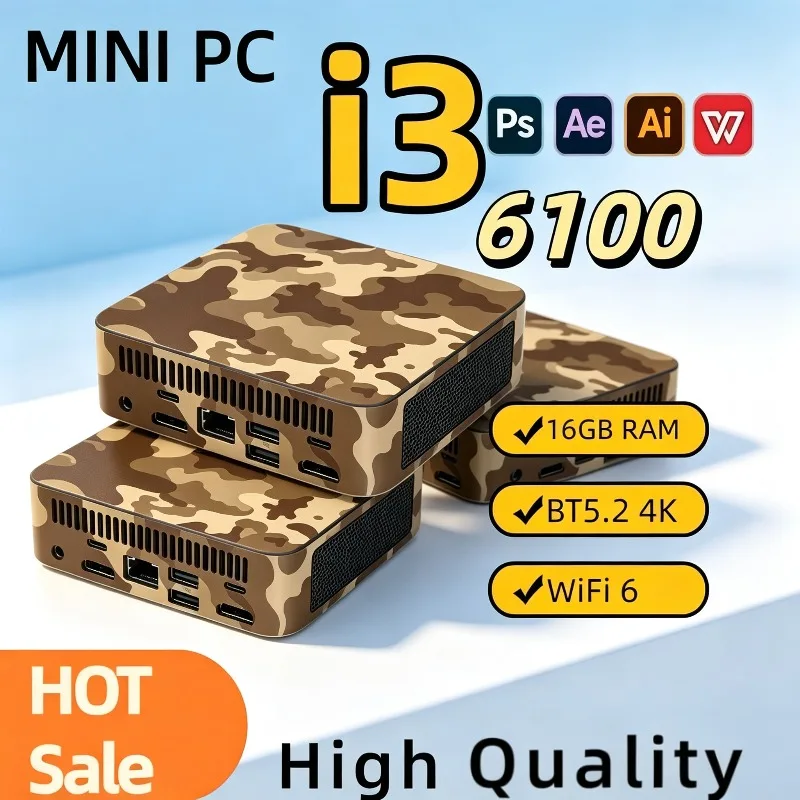 Compact 2026 New PC MINI Core i3 6100 16GB RAM 1TB 2TB SSD WIFI 6 BT5.2 4K HD Mini Gaming Office Study Pc