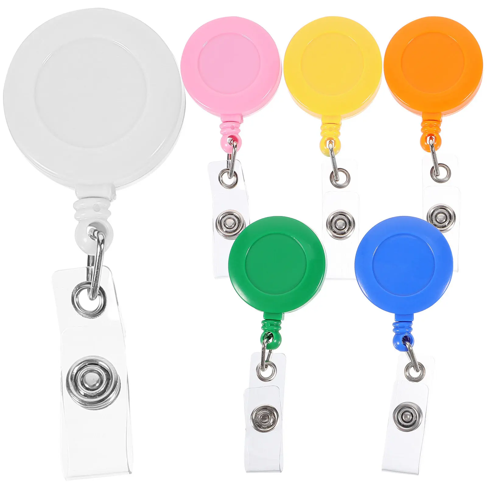 6Pcs Retractable Badge Clip with Strong Spring Elastic Cord for Id Cards Name Badges Keys Nurse Teacher Student Worker Office