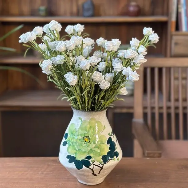 

Jingdezhen tea ornaments blue and white peony ceramic vases living room home ornaments new Chinese style non-hole flower vases