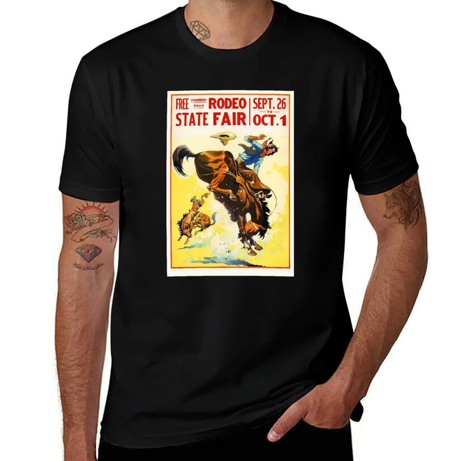 

Vintage 1930s Rodeo Poster Restored T-Shirt High Elasticity Sports Tee Shirt