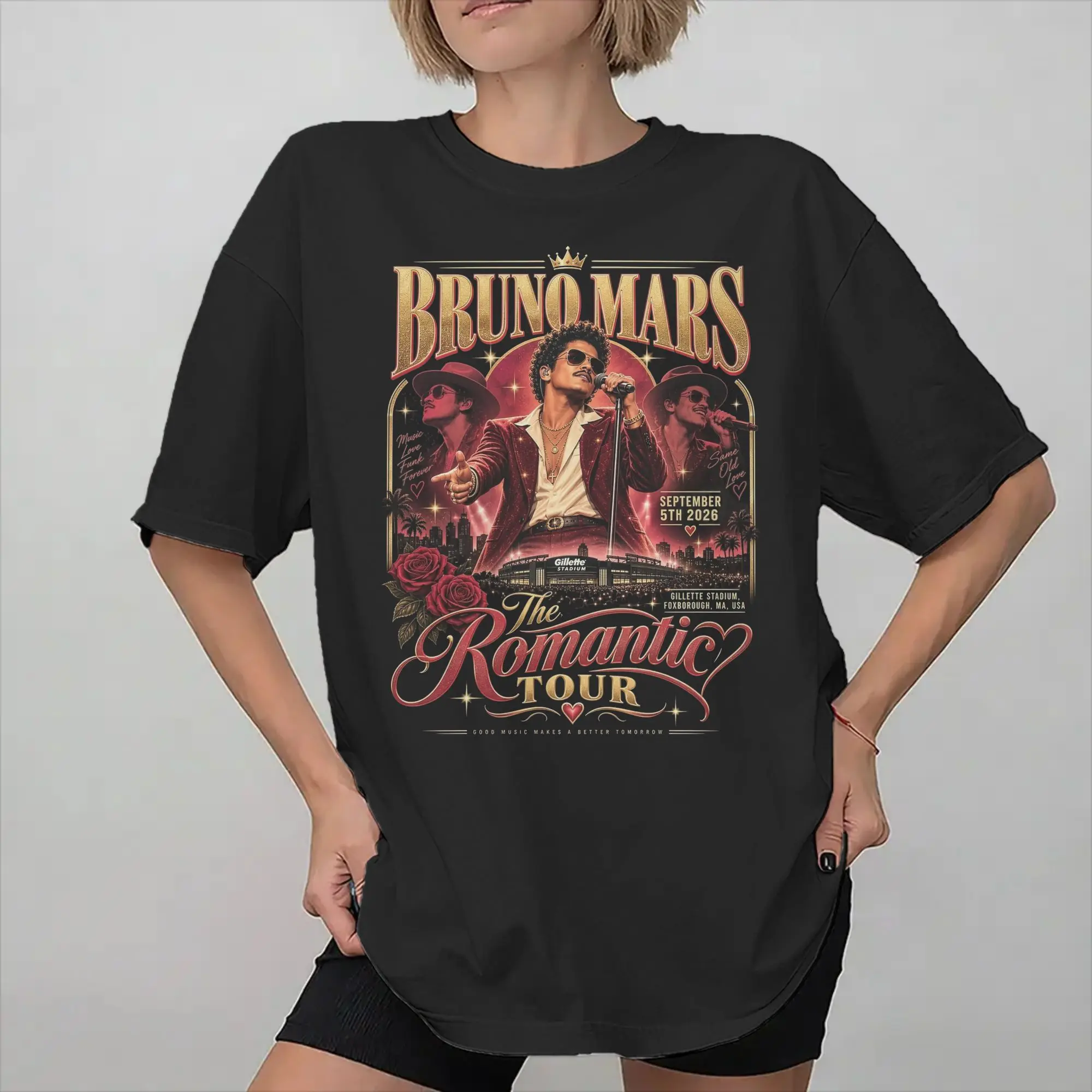 Bruno Mars Romantic Tour 2026 Outfit Unisex T Shirts Cotton Tee Graphic Printed  Tops T-shirt