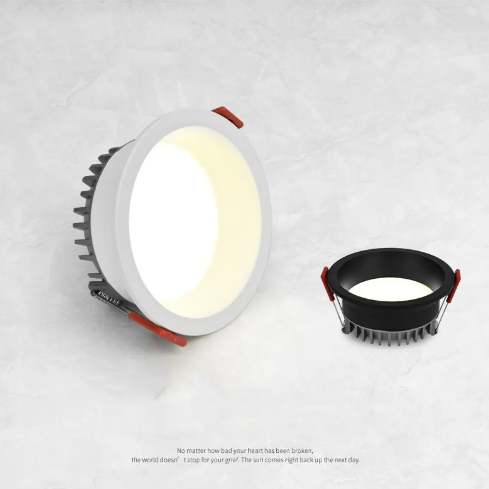 Wpuszczana antyodblaskowa LED typu Downlight smd 5 w7w 10W 12 w15w18w20w24w głęboki Cylinder wąska rama z możliwością ściemniania AC85-265V oświetlenie wewnętrzne