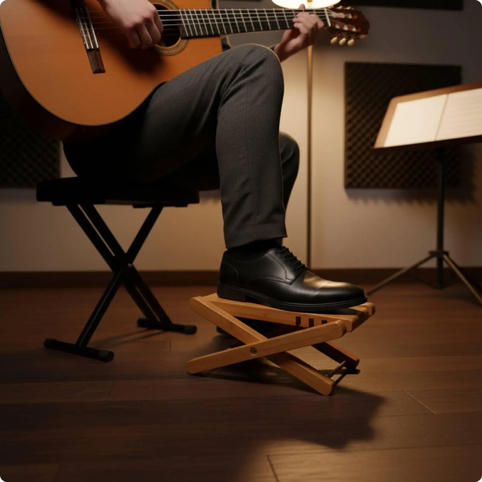 Solid Wood Guitar Footrest Stable Support for Lesson, Performance, Musicians