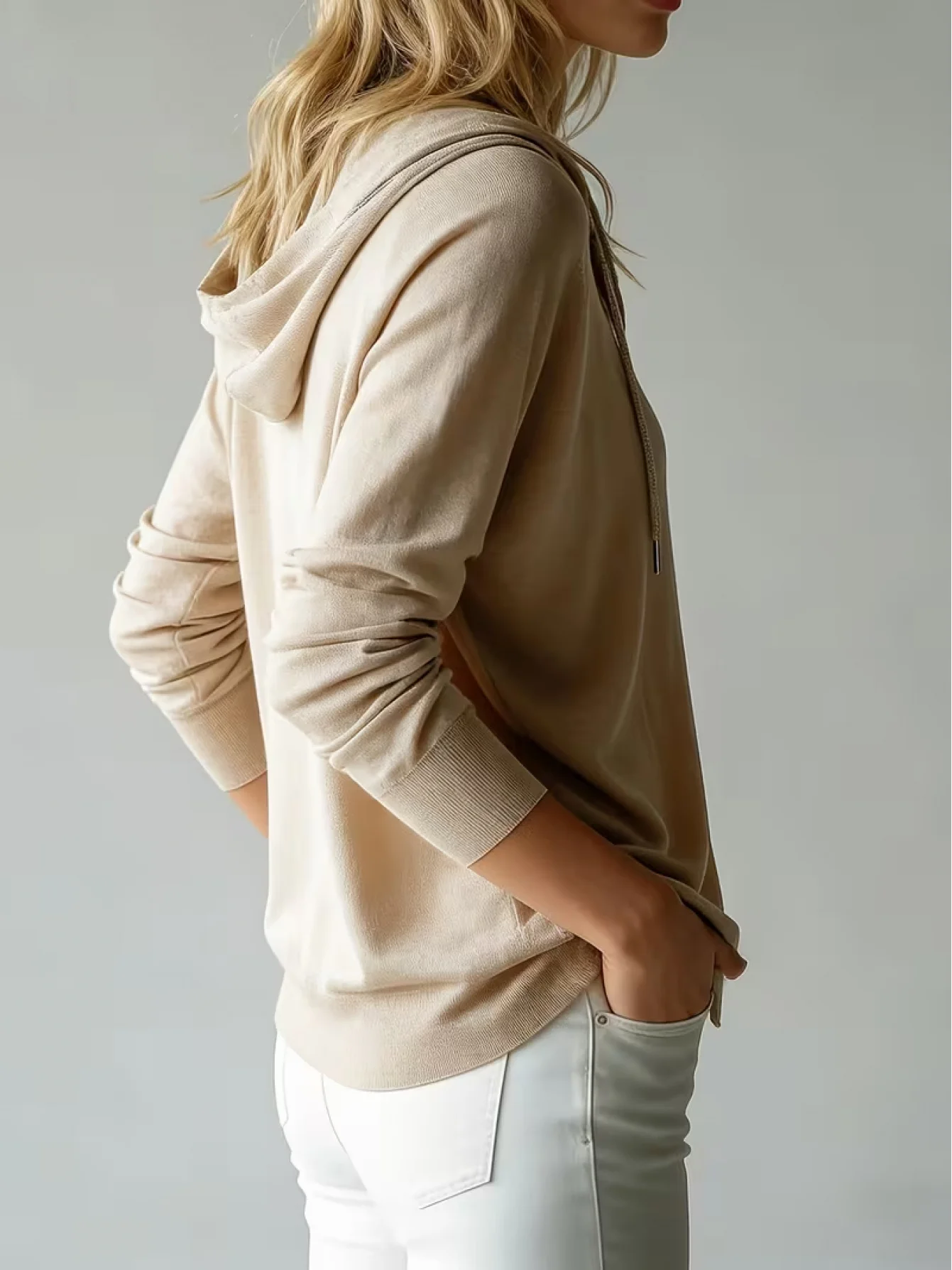 Spring Summer Thin Tencel Hooded Knit Cardigan, Solid Color Minimalist Loose Casual Button Front Elegant Women's Sweater Coat