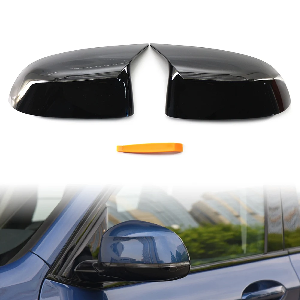 

Gloss Black Car Rear View Mirror Cover Cap 2Pcs for BMW X3 G01 2018-2021 X4 X5 X7 G05 G07 G02 2019-2021 X6 G06 2020-2021