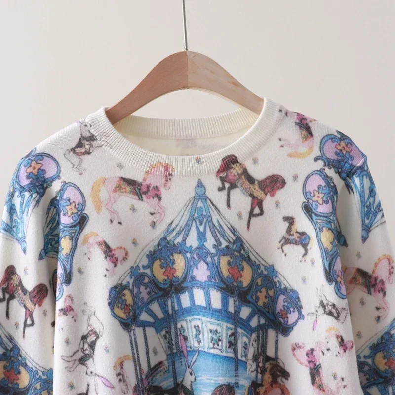 Carousel Pattern Pullovers women Knit Sweater