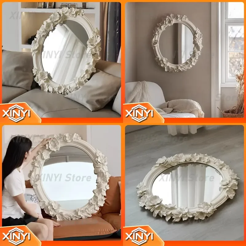 Espelho Redondo Irregular Nórdico para Decoração de Sala de Estar, Quarto, Jardim, Penteadeira, Decoração de Parede, Luxo Vintage, Decoração de Casa F