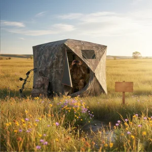 Camouflage Pop-Up Hunting Blind Easy Setup Ground Shelter Outdoor Camo Blind with Storage for Deer Turkey Duck Archery Season