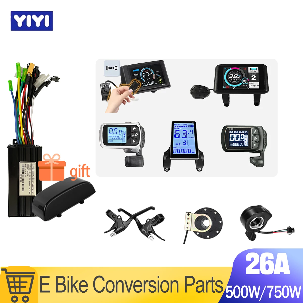 

24V36V48V 500W/750W 26A Tri Mode Controller E Bike Conversion Parts with LCD S966 NFC Display Throttle for Electric Scooter