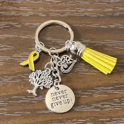 Yellow Ribbon Endometriosis Awareness Keychains Keyring Never give up charms key chain Jewelry