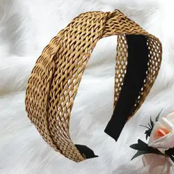 Beach Style Straw Headband Bohe Hair Band Weaving Cross Hair Hoop Summer Women Hairband Wide-Brimmed Headwear Hair Accessories