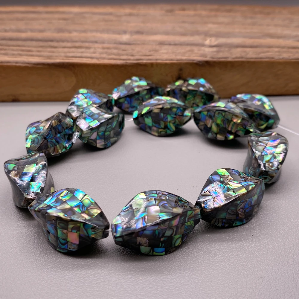 1 Strand Iridescent Mosaic Shell Beads Marquise Shape Full Strand Beads for DIY Jewelry Making