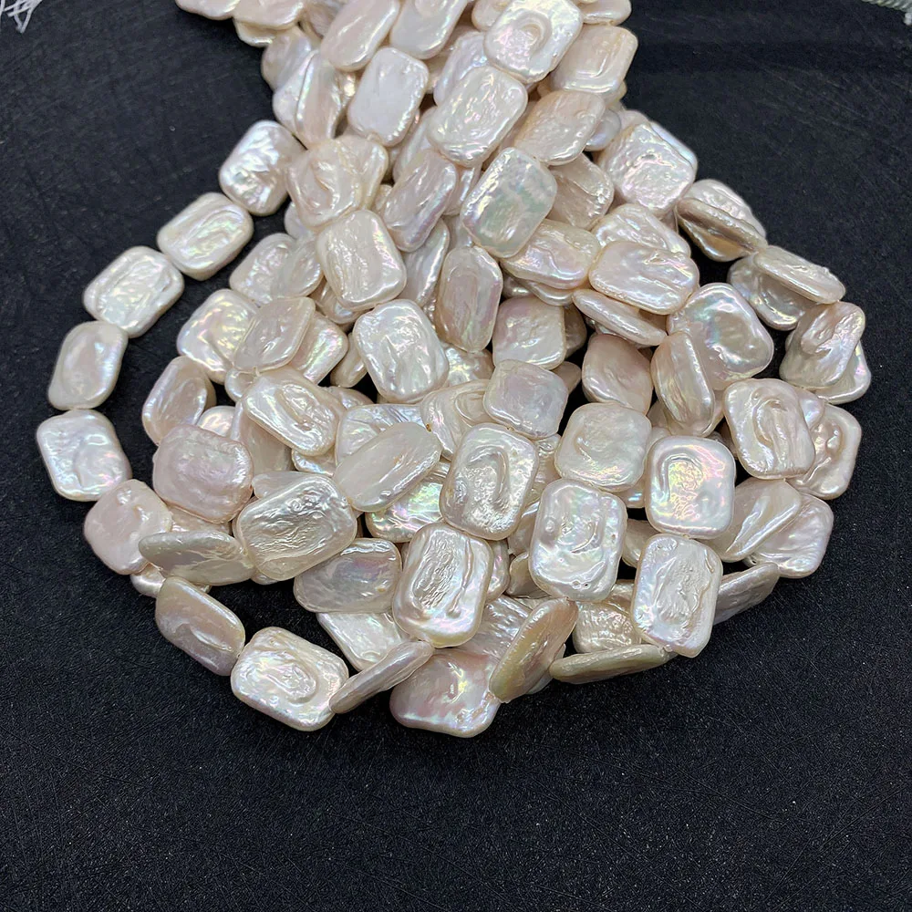 Rectangular Natural Freshwater Pearls White Baroque Pearls For Jewelry Making DIY Necklace Bracelet Earrings Accessories 14x18mm
