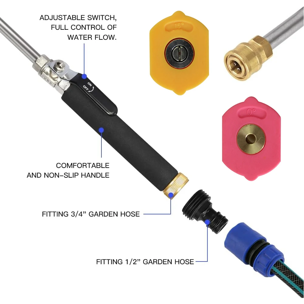 Cleaning Hard-to-Reach Areas As Shown Pressure Washer Wand High Pressure Washer Wand Pet Bathing Lightweight Structure