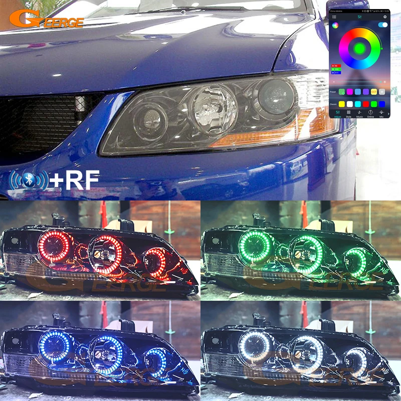 For Mitsubishi Lancer Evo 7 8 9 RF Remote Bluetooth-Compatible APP Multi-Color Ultra Bright RGB LED Angel Eyes Kit Halo Rings