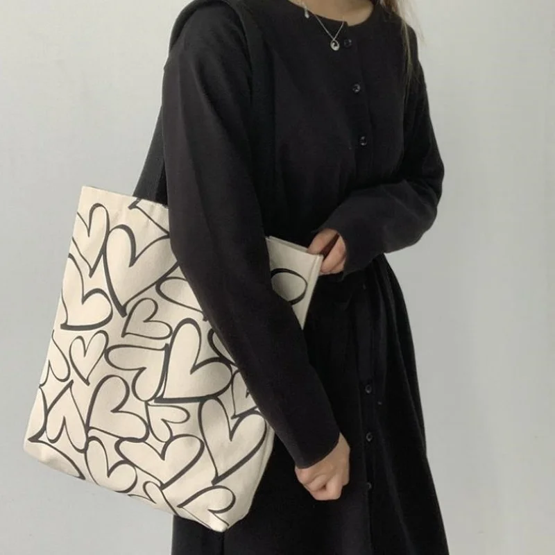 New Korean canvas bag ins shoulder large capacity forest handbag shopping bag