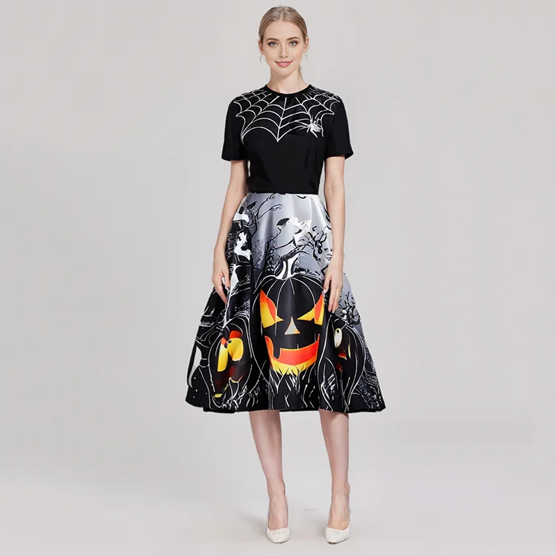 

Женский костюм для косплея на Хэллоуин, женские готические костюмы для косплея, ретро-платья, халат, качели, одежда с принтом тыквы, черепа, карнавальное платье, женское платье